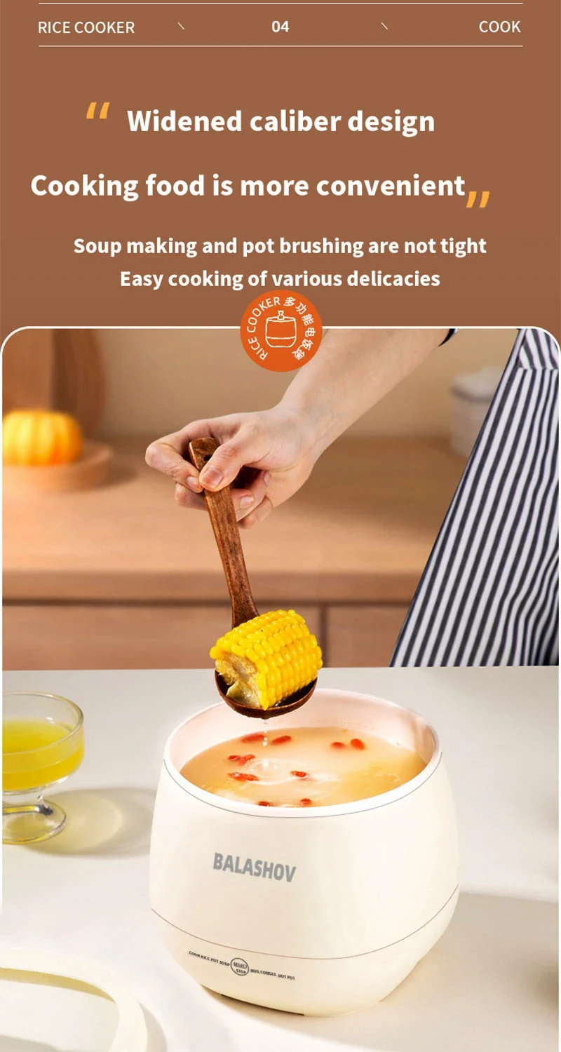 1.8L Portable Smart Rice Cooker - Multifunctional Non-Stick Rice Cooking Pot for Cooking Rice, Soup, for Dorms & Small Kitchens