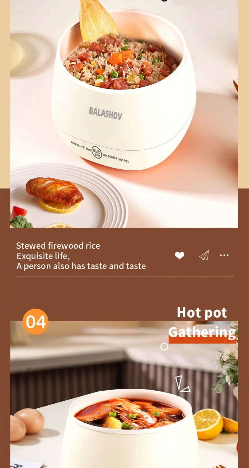 1.8L Portable Smart Rice Cooker - Multifunctional Non-Stick Rice Cooking Pot for Cooking Rice, Soup, for Dorms & Small Kitchens