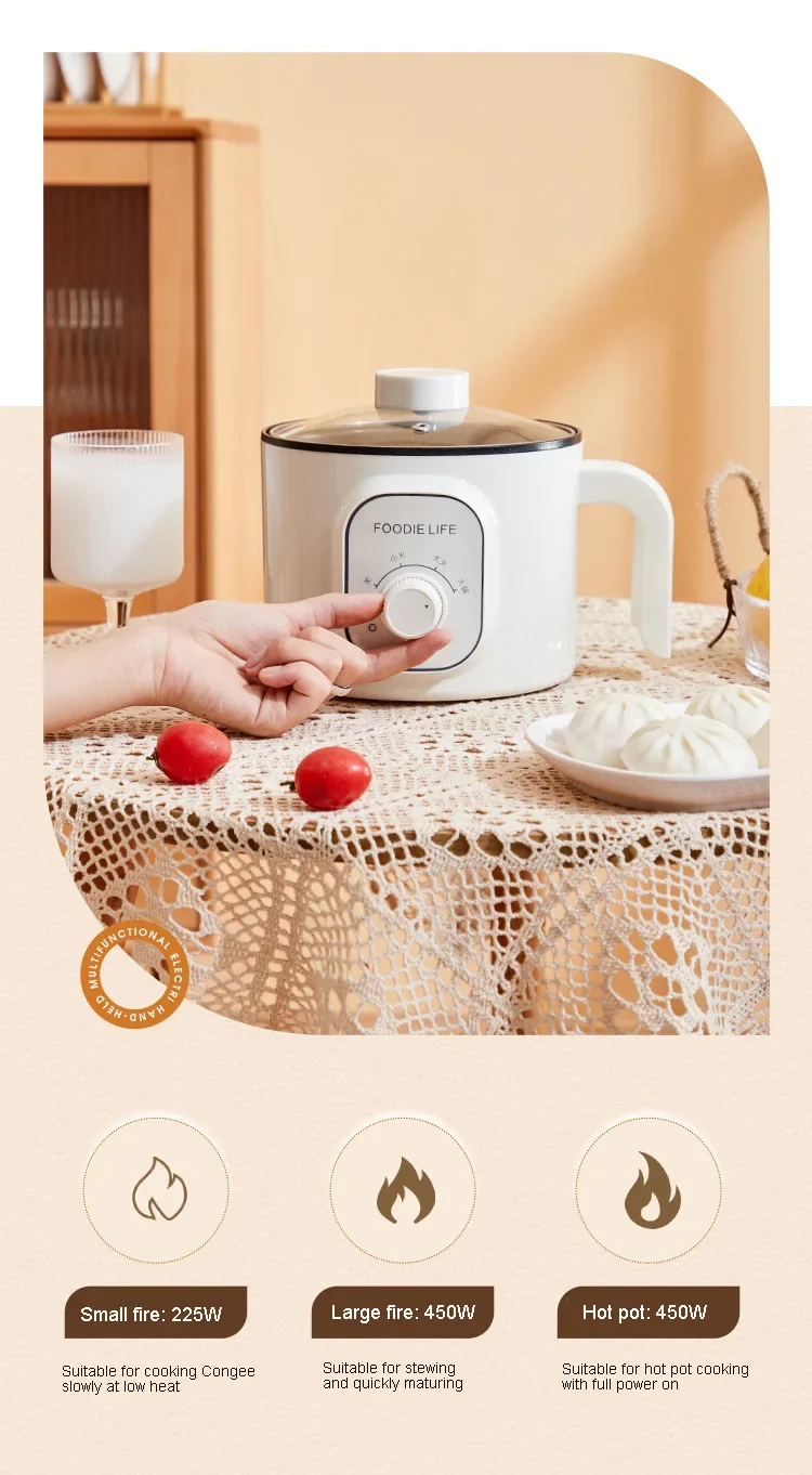 Multifunctional Electric Slow Cooker Portable Dormitory Student Office Staff Mini Electric Pot Stir Stew Non-Stick Rice Cooker