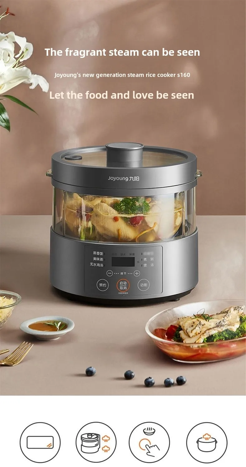 Steam rice cooker smart home low-sugar glass inner liner steamer multi-function rice cooker S160