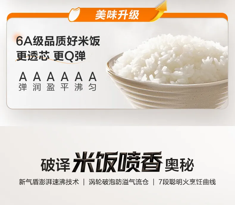 SUPOR 4L Rice Cooker 0-Fluorine Glazed Ball Pot Micro Pressure 21-Min Fast Cook Anti-Overflow 220V