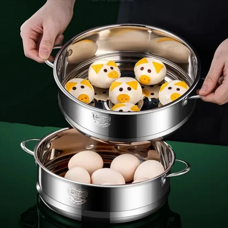 304 Stainless Steel Steamer Basket 16-32cm Thickened Pot Steaming Grid Safe Material Thicken Strainer Food Steam Rack
