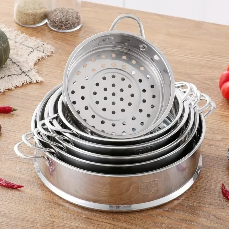 304 Stainless Steel Steamer Basket 16-32cm Thickened Pot Steaming Grid Safe Material Thicken Strainer Food Steam Rack
