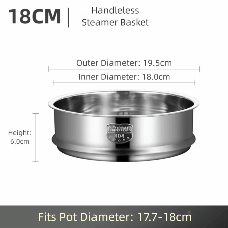 304 Stainless Steel Steamer Basket 16-32cm Thickened Pot Steaming Grid Safe Material Thicken Strainer Food Steam Rack