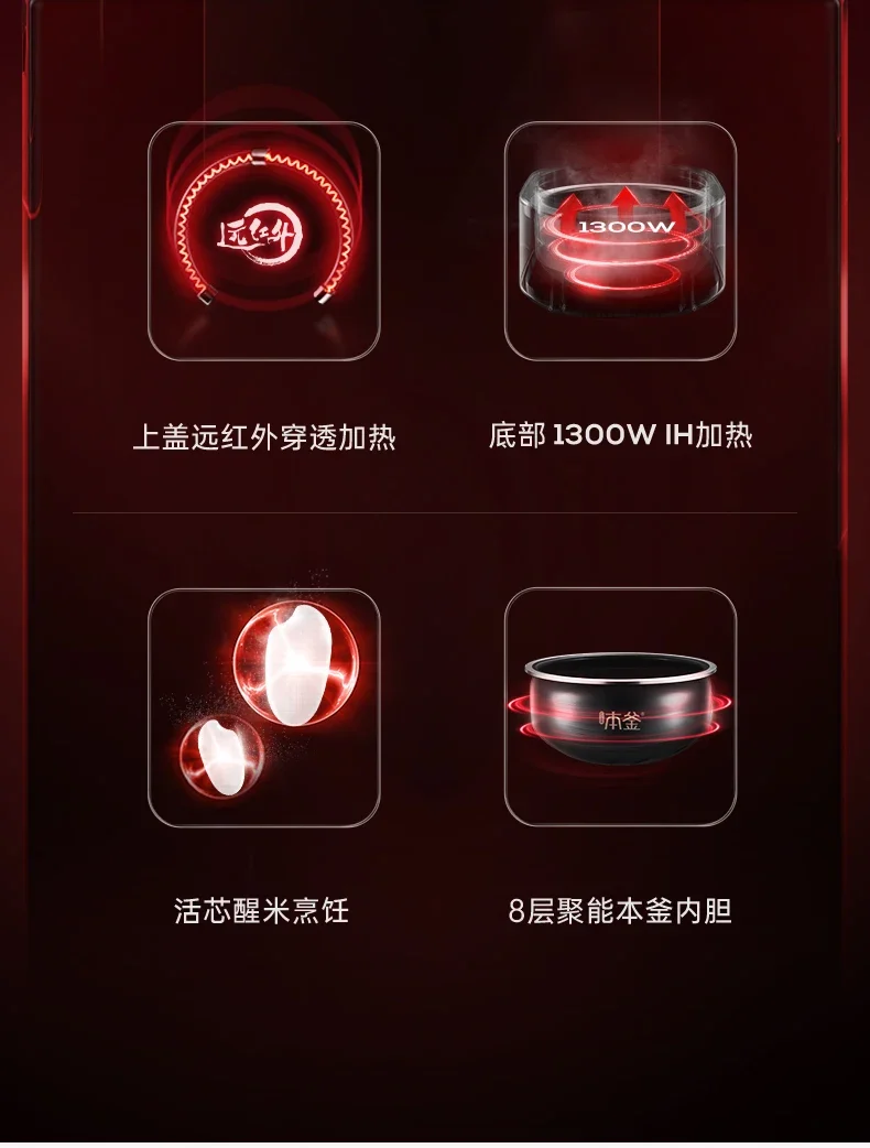 Far-infrared Kettle Rice Cooker Household 4 Liters Large-capacity Smart Rice Cooker Rice Cooker 220V Electric