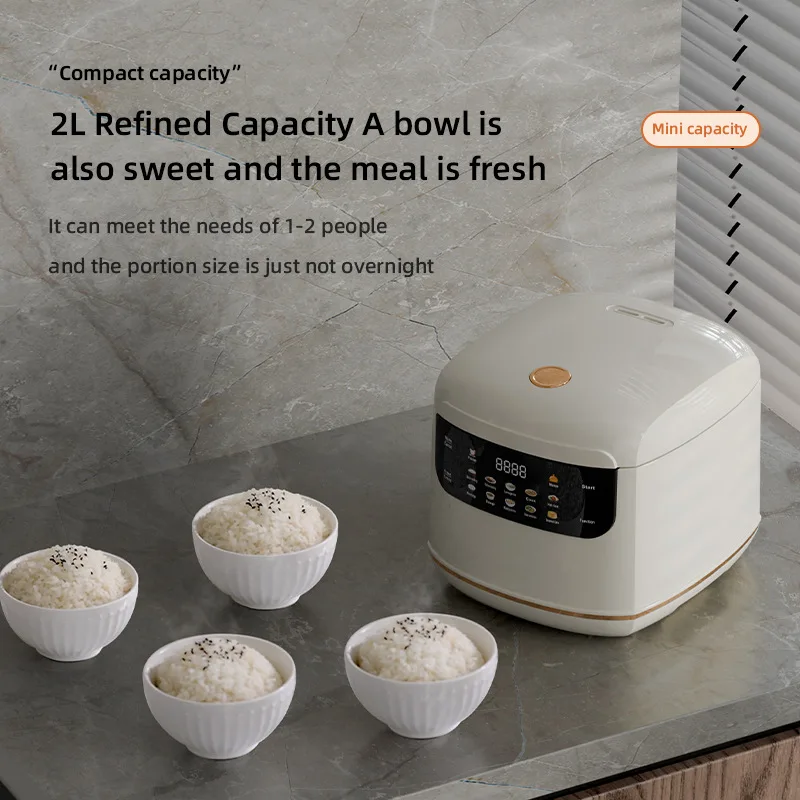 DIVEDEER 2L Electric Rice Cooker Non-stick Pot Smart Features Reservation Keep Warm Functions Perfect for 1-2 Person Households