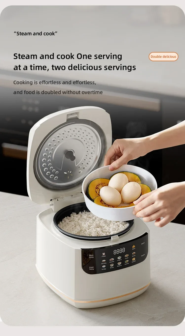 DIVEDEER 2L Electric Rice Cooker Non-stick Pot Smart Features Reservation Keep Warm Functions Perfect for 1-2 Person Households