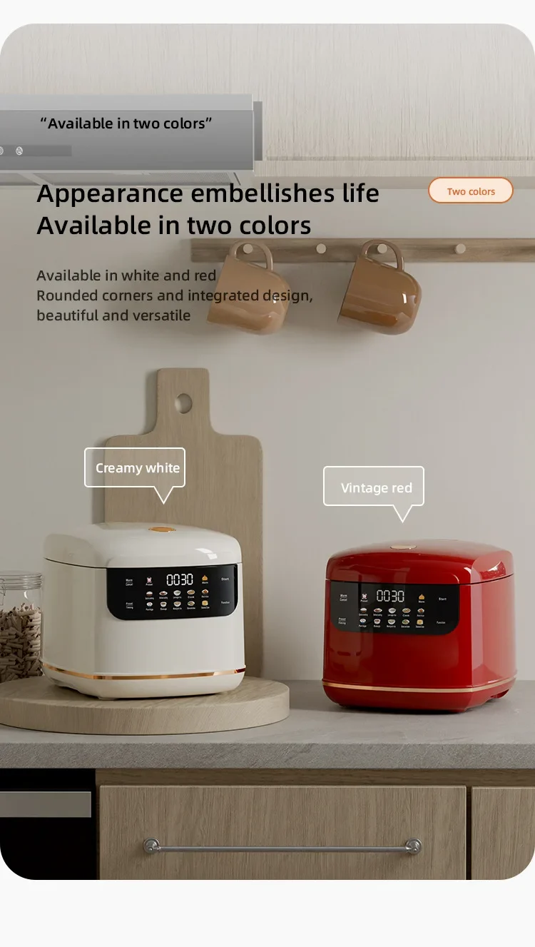 DIVEDEER 2L Electric Rice Cooker Non-stick Pot Smart Features Reservation Keep Warm Functions Perfect for 1-2 Person Households