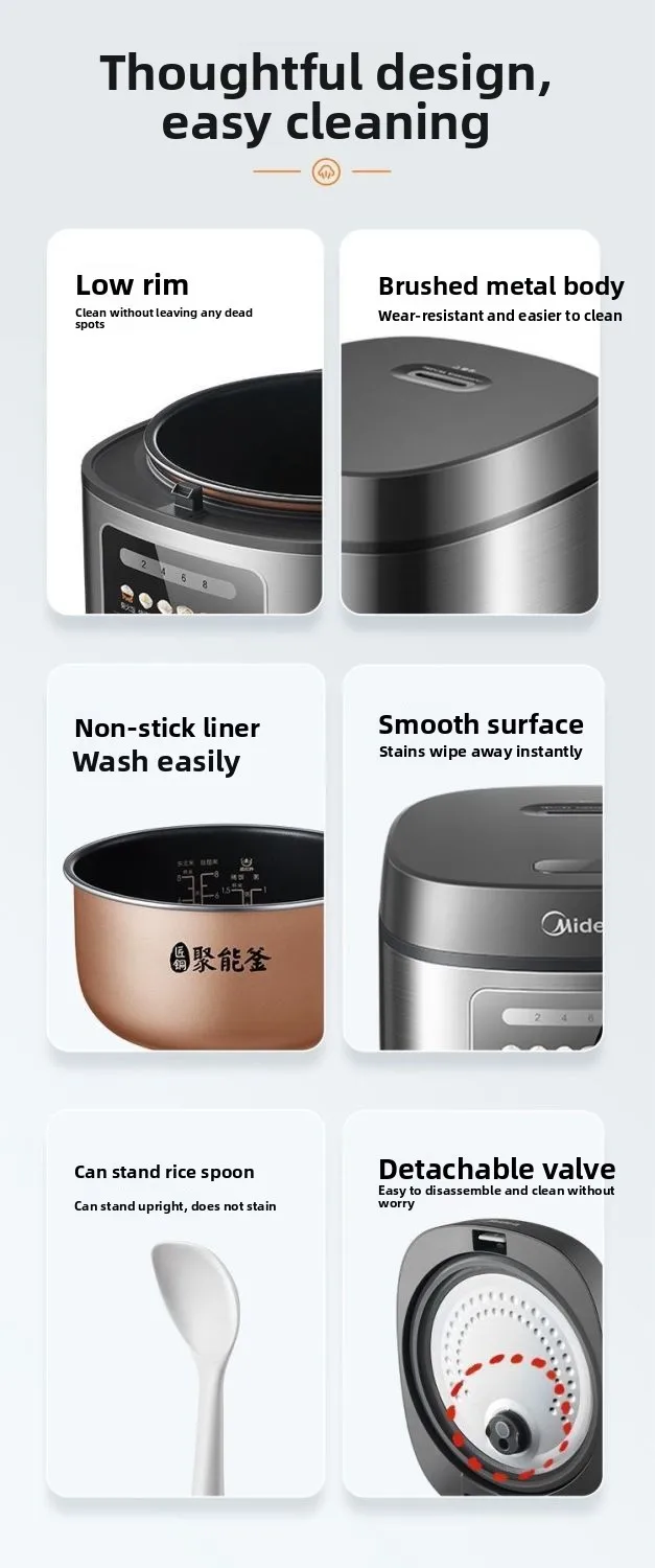 Home-use smart rice cooker with timer function, 4L/5L multi-functional non-stick large capacity MB-RE430