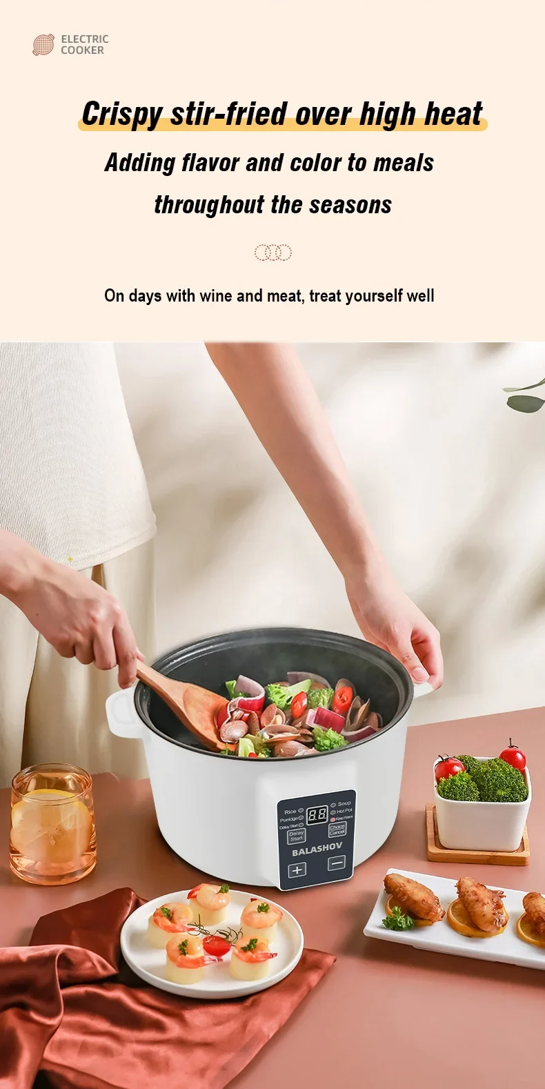 220V Household Multi Cookers 3.5L Electric Cooker Non-stick Cooking pot Hot Pot Smart Rice cooker Cooking Appliances
