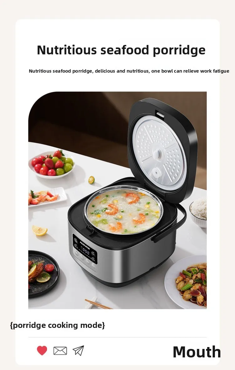 Low sugar rice cooker rice soup separation steaming 2-3L uncoated stainless steel rice cooker timer reservation