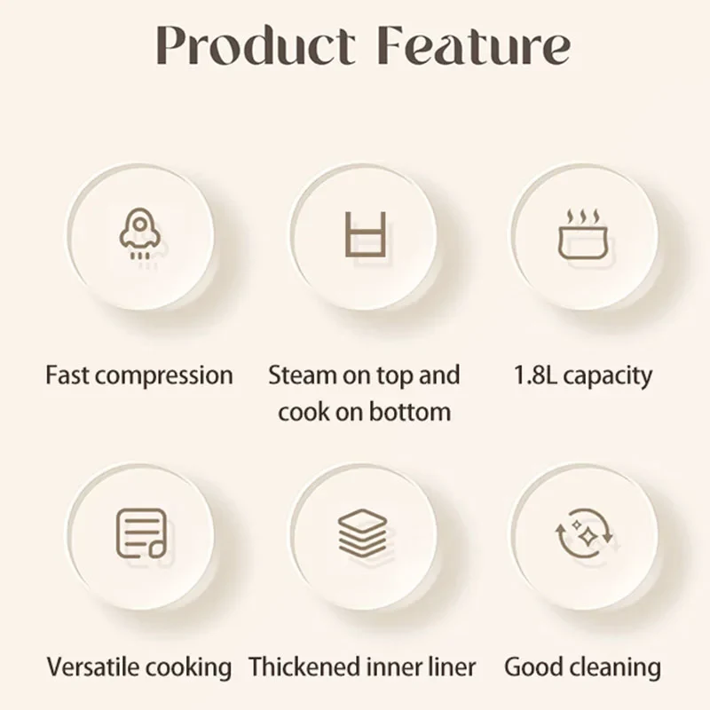 110V-220V Household Kitchen Electric Cooking machine Mini 1.8L Rice Cooker for Boiling Water, Rice, and Soup