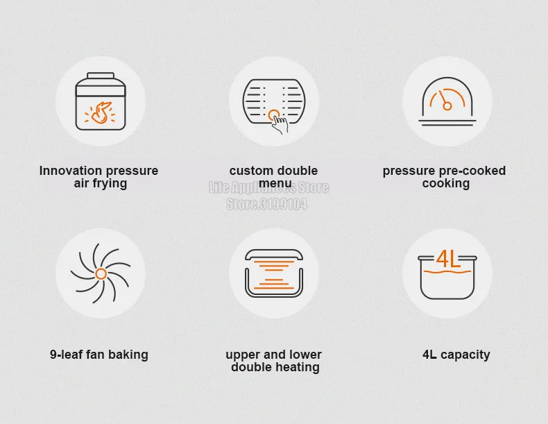 Joyoung B991 Pressure Cooker 70KPa Double Lids 220V Electric Air Fryer Multifunctional 4-In-1 Rice Cooking Pot 24H Appointment
