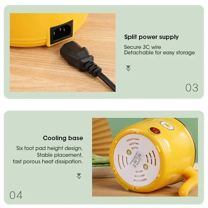 1.8L Multifunctional Electric Hot Pot Non-stick Cooker for Soup Boil Fry Energy Saving Kitchen Appliance for 1-2 People Suitable