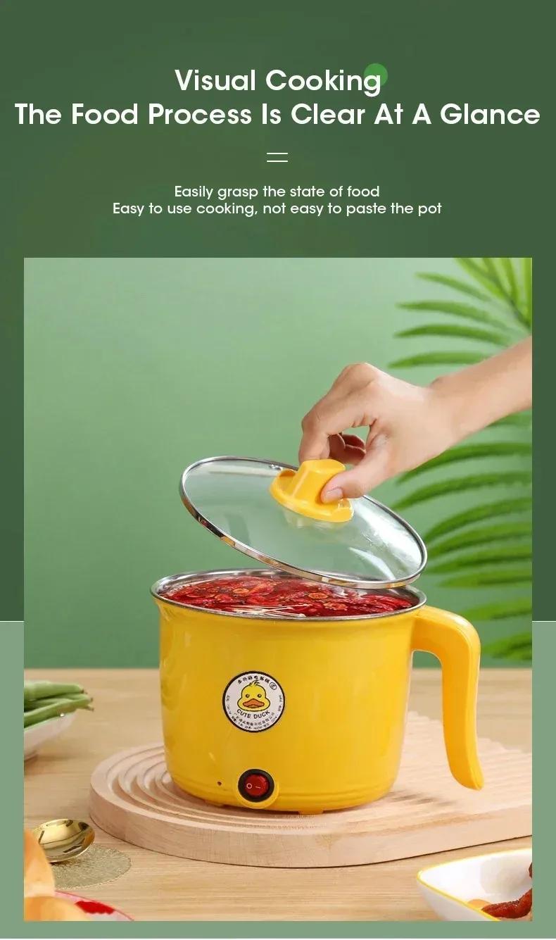 1.8L Multifunctional Electric Hot Pot Non-stick Cooker for Soup Boil Fry Energy Saving Kitchen Appliance for 1-2 People Suitable