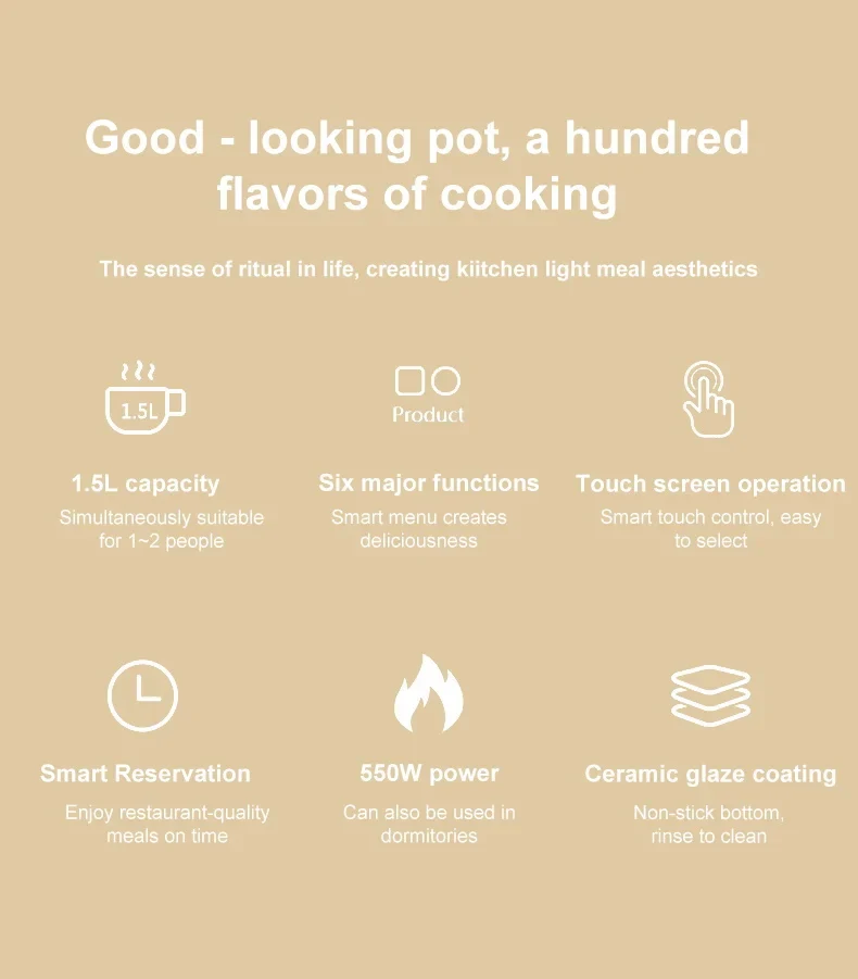 220V Multi Cookers Portable Electric Hot Pot 1.5L Household Non-stick Pan electric cooking pot for Ramen, Dumplings, Oatmeal