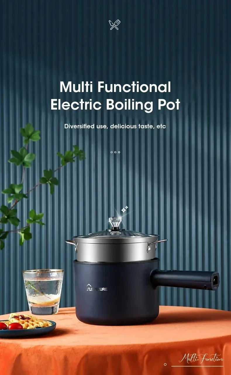 Non-stick Multifunctional Electric Skillet For Dormitory and Home Use Single/Double Layer Hot Pot Electric Rice Cooker 220V
