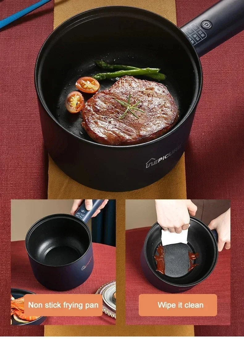 Non-stick Multifunctional Electric Skillet For Dormitory and Home Use Single/Double Layer Hot Pot Electric Rice Cooker 220V