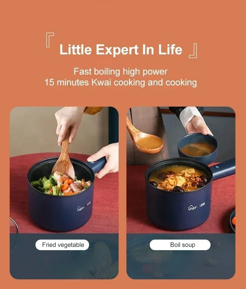 1.8L Mini Household Electric Rice Cooker Multifunction Hot Pot Non-stick Pan Single Double Layer for Students Dormitory