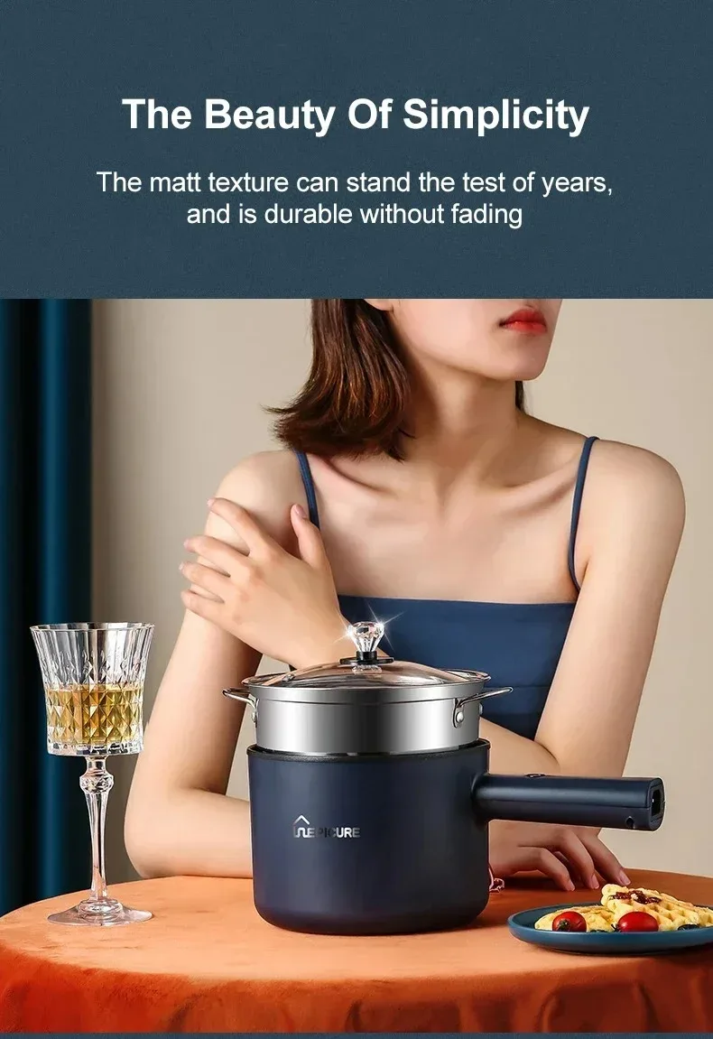 1.8L Mini Household Electric Rice Cooker Multifunction Hot Pot Non-stick Pan Single Double Layer for Students Dormitory