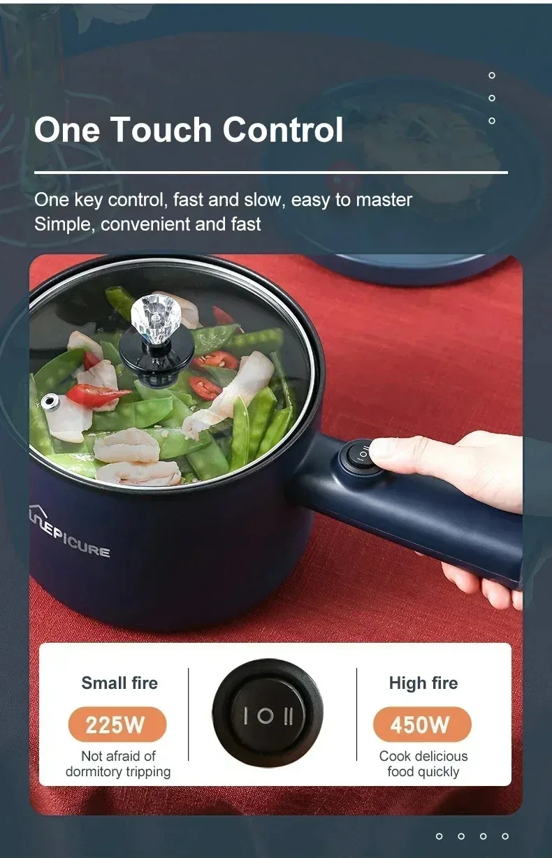 1.8L Mini Household Electric Rice Cooker Multifunction Hot Pot Non-stick Pan Single Double Layer for Students Dormitory