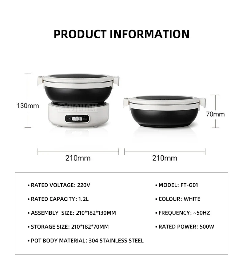 Kitchen Fast Heating Cooker Durable Portable Foldable Multi Cooker Split Stainless Steel Electric Pot