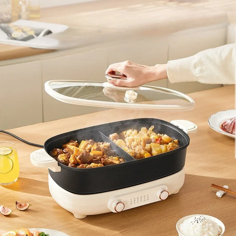220V Non Stick Electric Hotpot Household Mandarin Duck Split Multi Functional Electric Boiling Pot