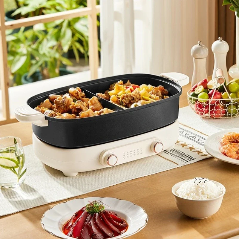 220V Non Stick Electric Hotpot Household Mandarin Duck Split Multi Functional Electric Boiling Pot