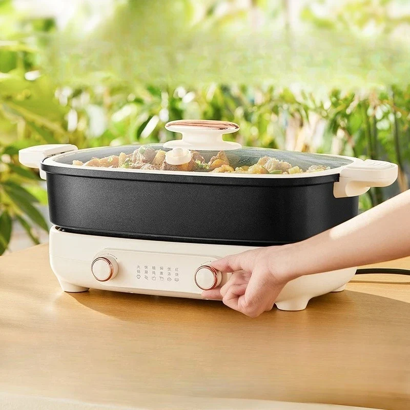220V Non Stick Electric Hotpot Household Mandarin Duck Split Multi Functional Electric Boiling Pot