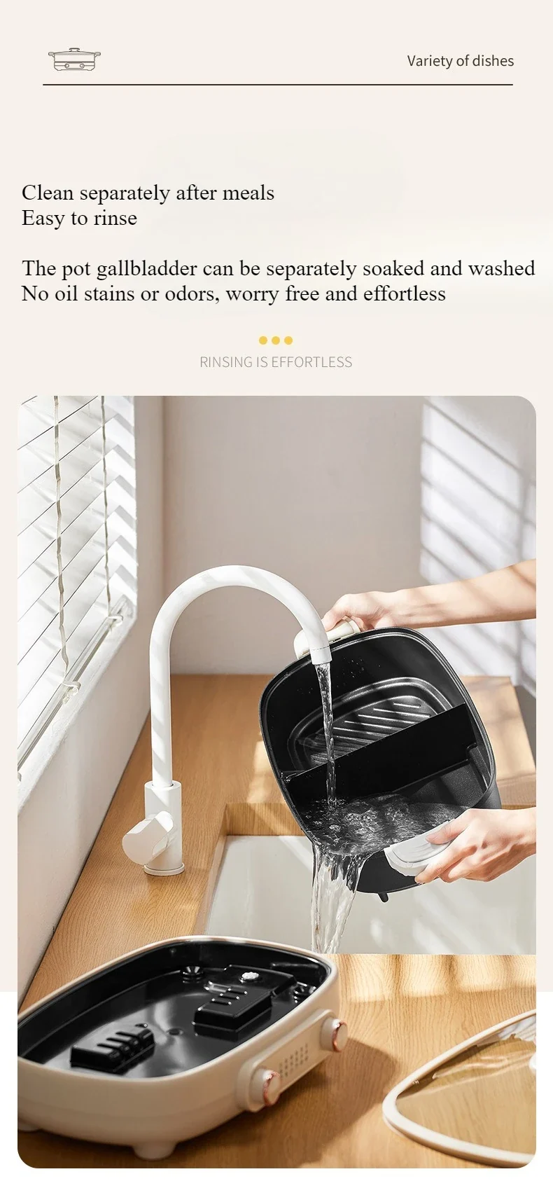 220V Non Stick Electric Hotpot Household Mandarin Duck Split Multi Functional Electric Boiling Pot