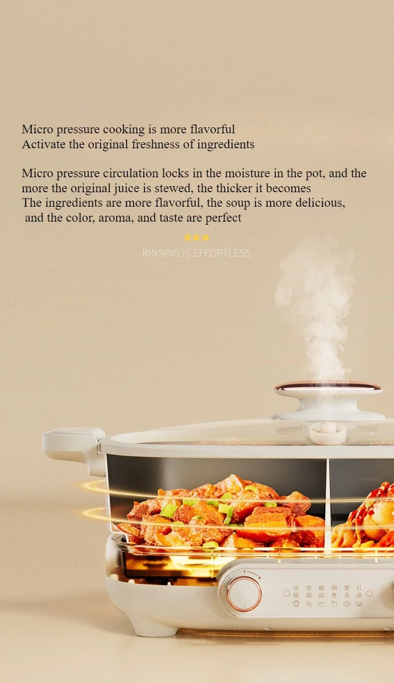 220V Non Stick Electric Hotpot Household Mandarin Duck Split Multi Functional Electric Boiling Pot