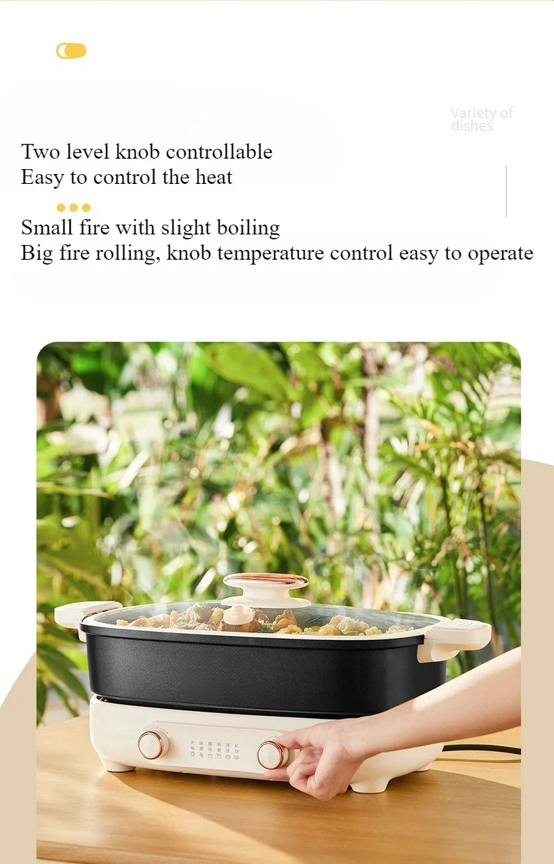 220V Non Stick Electric Hotpot Household Mandarin Duck Split Multi Functional Electric Boiling Pot