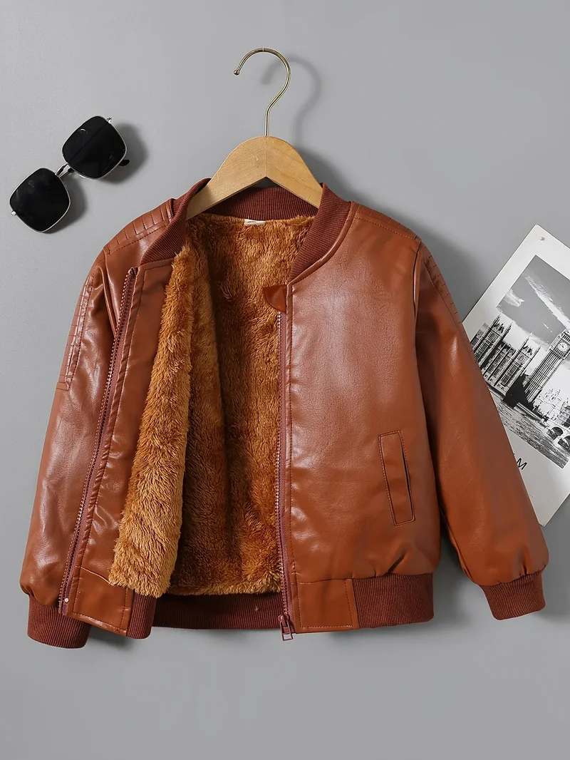 2025 Autumn Winter New Boys' -Lined Zip-Up Jacket