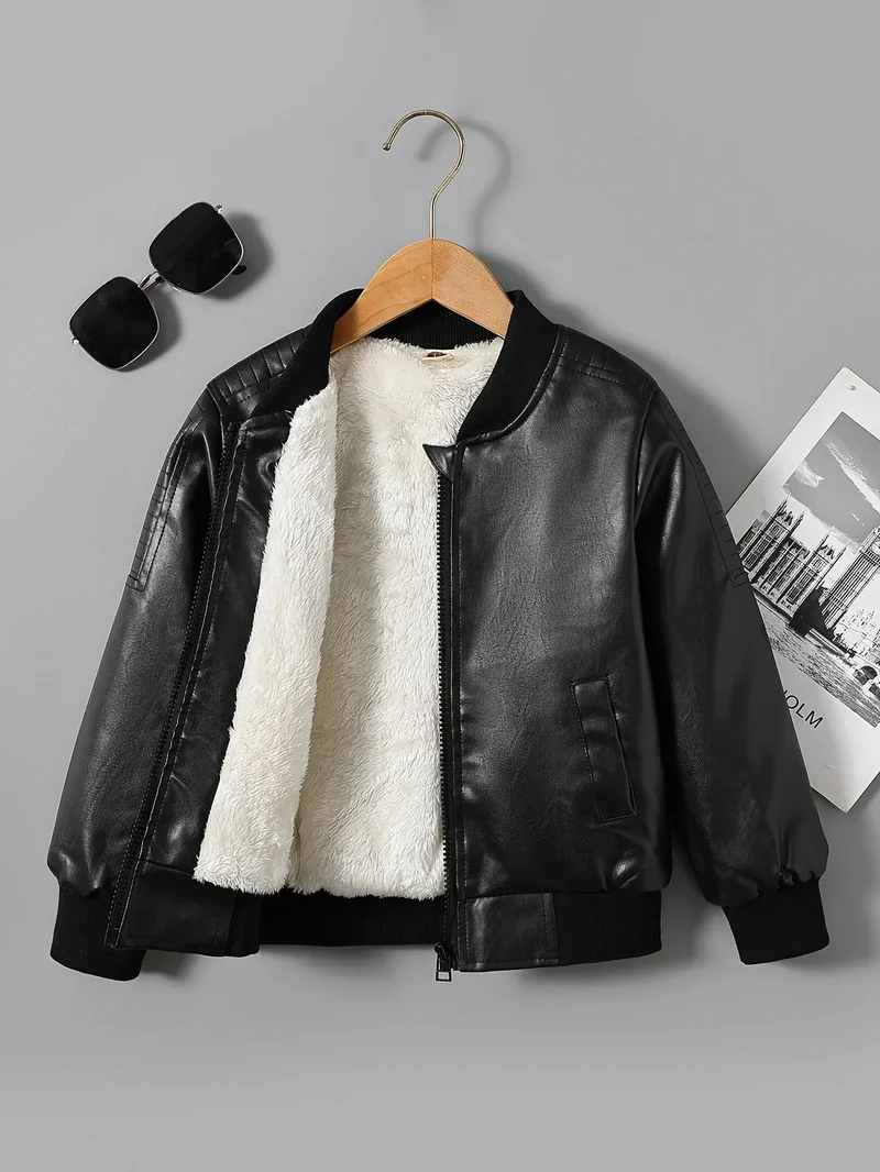 2025 Autumn Winter New Boys' -Lined Zip-Up Jacket