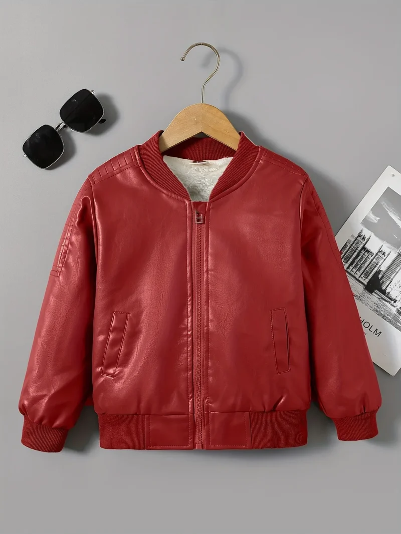 2025 Autumn Winter New Boys' -Lined Zip-Up Jacket