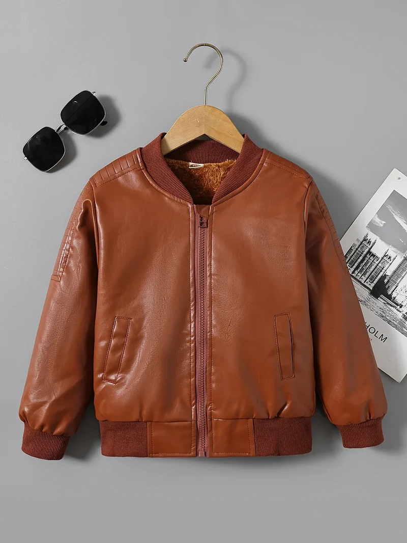 2025 Autumn Winter New Boys' -Lined Zip-Up Jacket