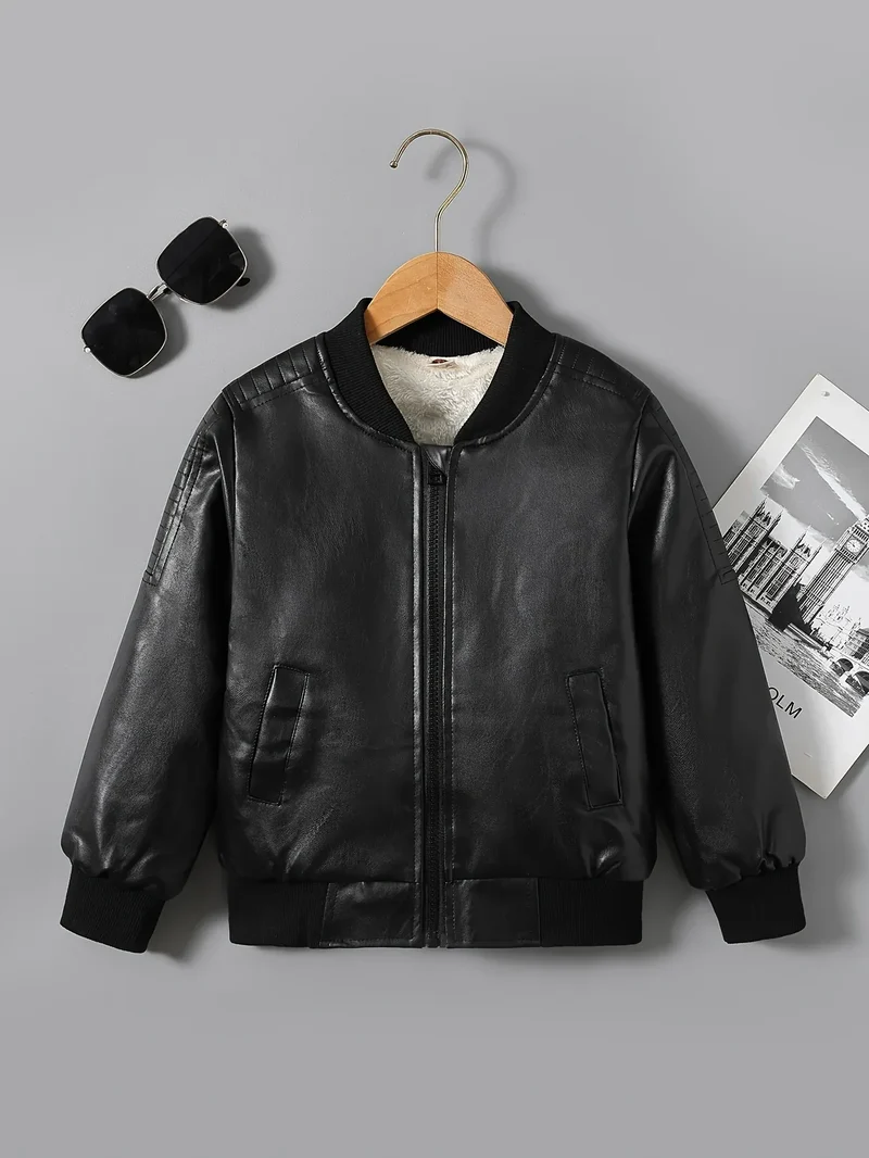2025 Autumn Winter New Boys' -Lined Zip-Up Jacket