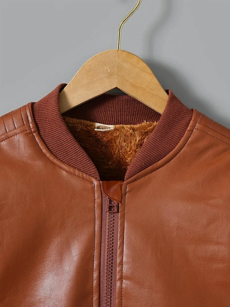 2025 Autumn Winter New Boys' -Lined Zip-Up Jacket