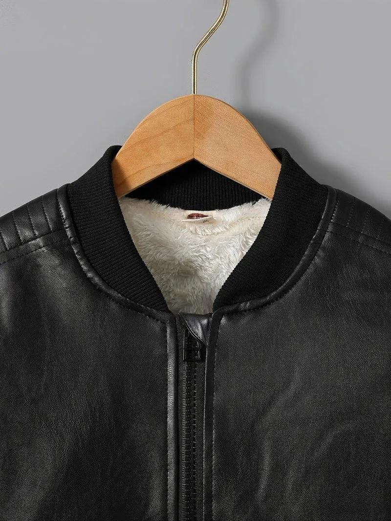 2025 Autumn Winter New Boys' -Lined Zip-Up Jacket