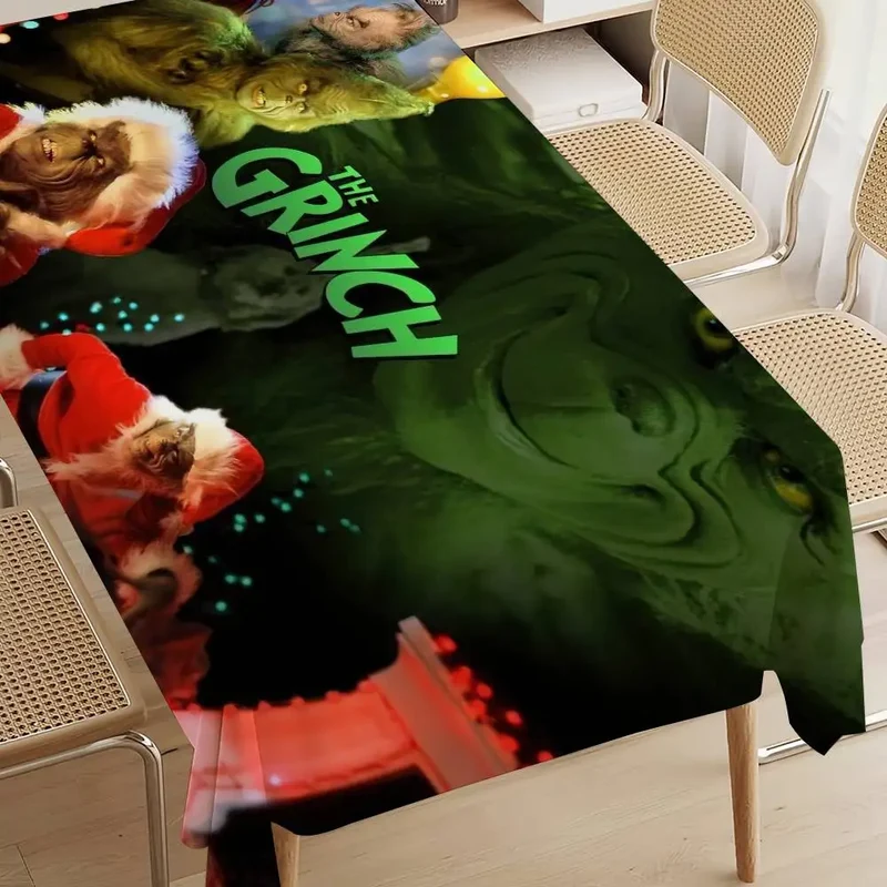 Classic Film G-Grinch-ES Christmas Table Cloth Stain Resistant Decorative Washable Tablecloths Birthday Party Dining table