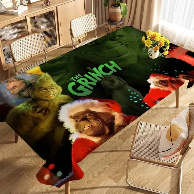 Classic Film G-Grinch-ES Christmas Table Cloth Stain Resistant Decorative Washable Tablecloths Birthday Party Dining table