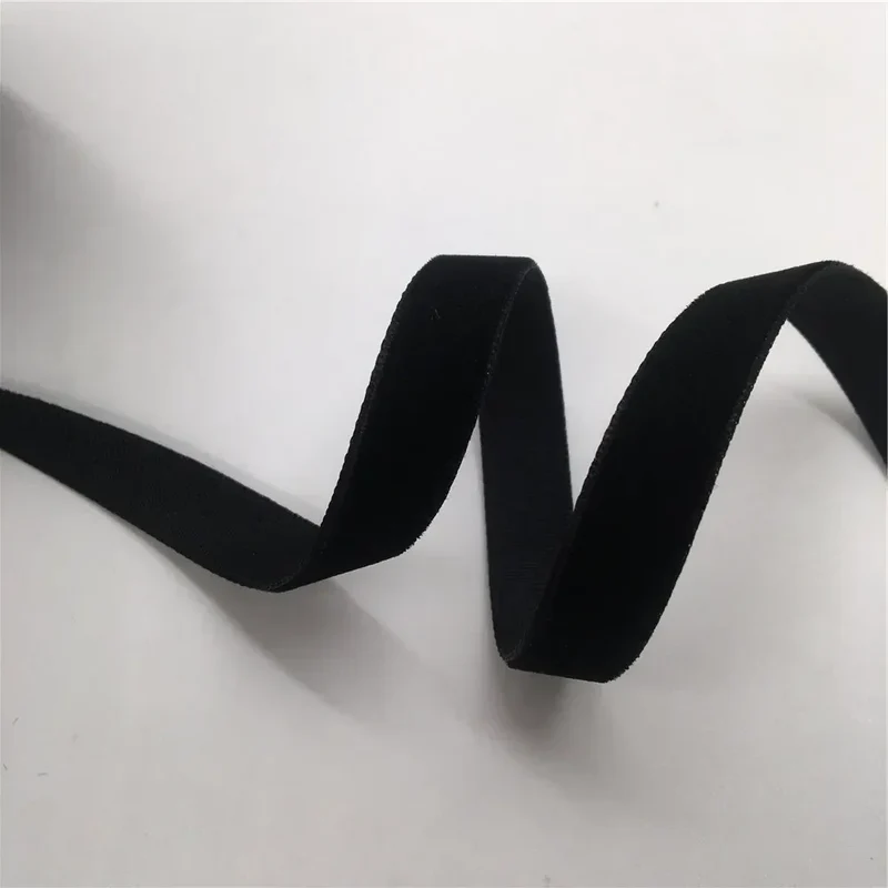 5Yards Nylon Black Velvet Ribbon Golden Single Face for Handmade Gift Bouquet Wrapping Home Party Decoration Christmas