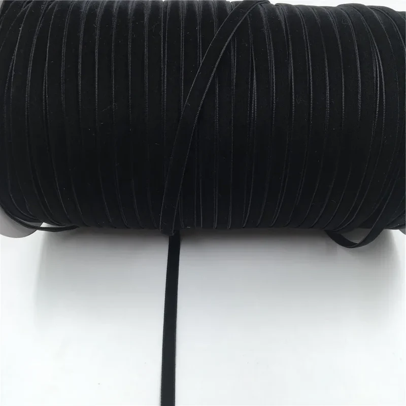 5Yards Nylon Black Velvet Ribbon Golden Single Face for Handmade Gift Bouquet Wrapping Home Party Decoration Christmas