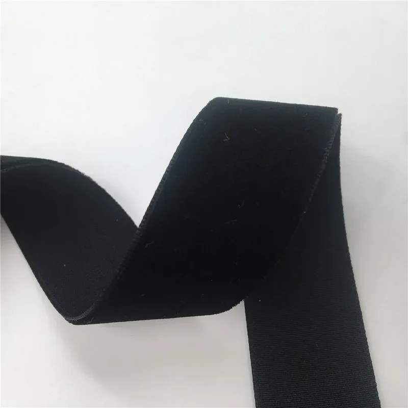 5Yards Nylon Black Velvet Ribbon Golden Single Face for Handmade Gift Bouquet Wrapping Home Party Decoration Christmas