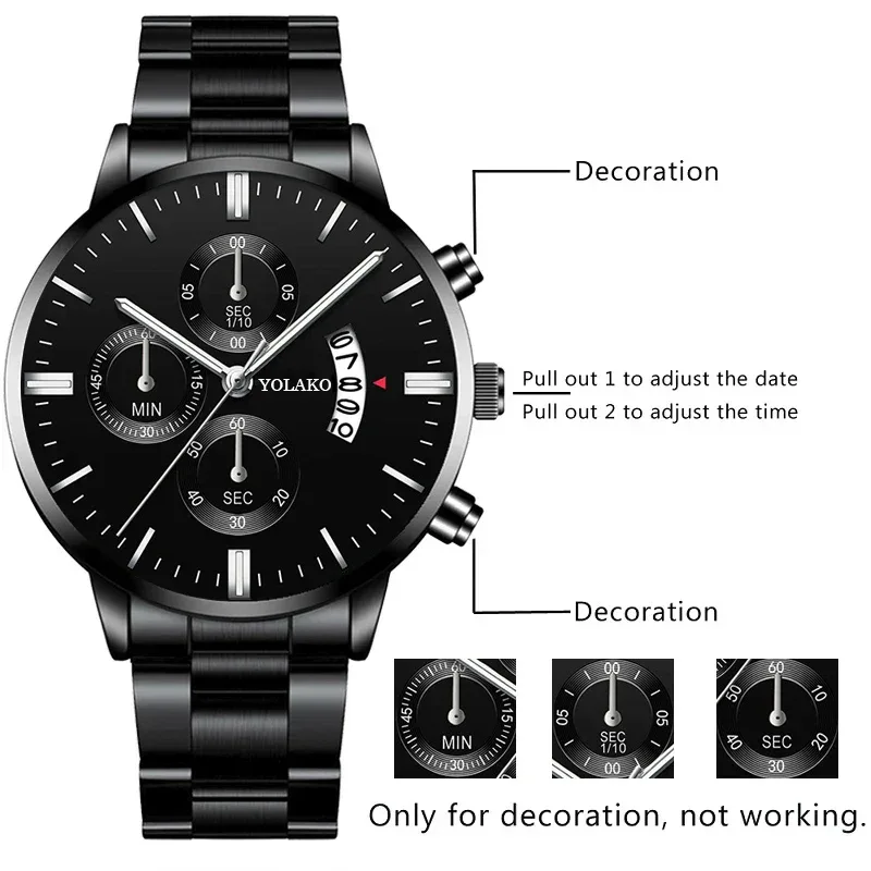Luxury Men Stainless Steel Watch Calendar Quartz Wristwatch Business Watches Man Clock Relogio Masculino