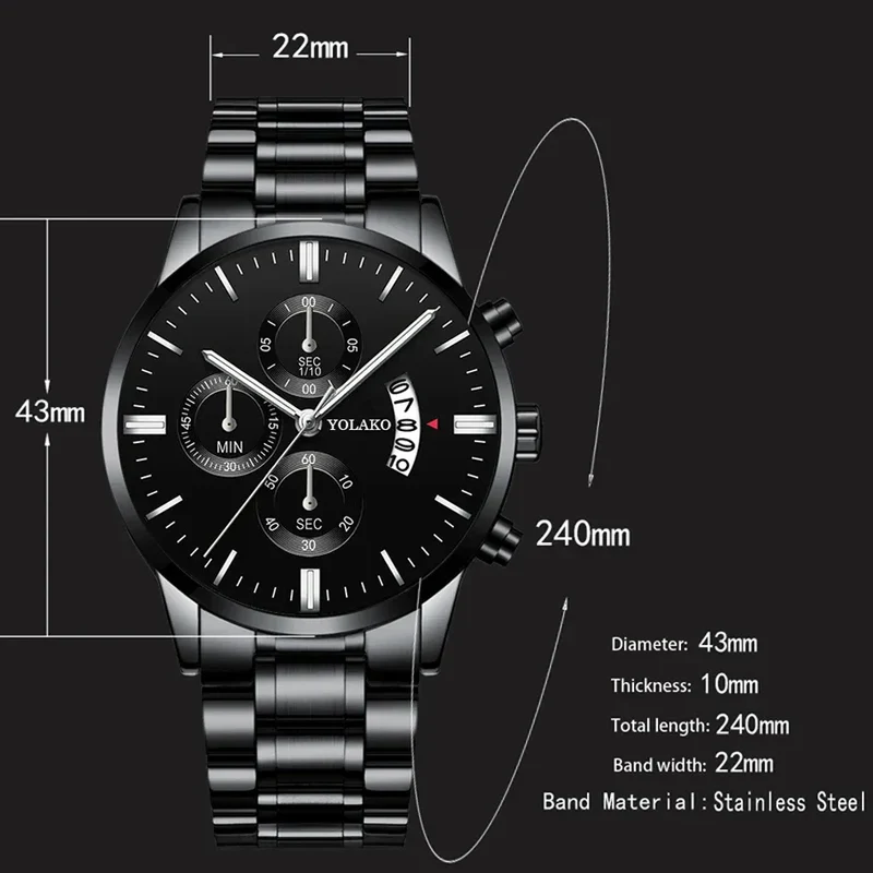 Luxury Men Stainless Steel Watch Calendar Quartz Wristwatch Business Watches Man Clock Relogio Masculino