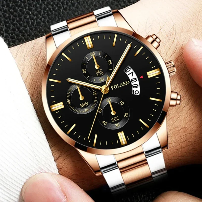 Luxury Men Stainless Steel Watch Calendar Quartz Wristwatch Business Watches Man Clock Relogio Masculino