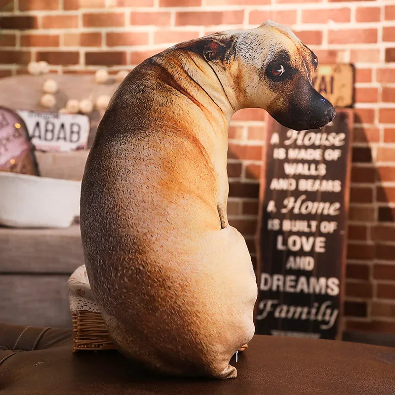3D Cute Bend Dog Pillow 20CM Throw Lifelike Animal Funny Head Cosplay Children Favorite Toy Cushion Christmas Gift