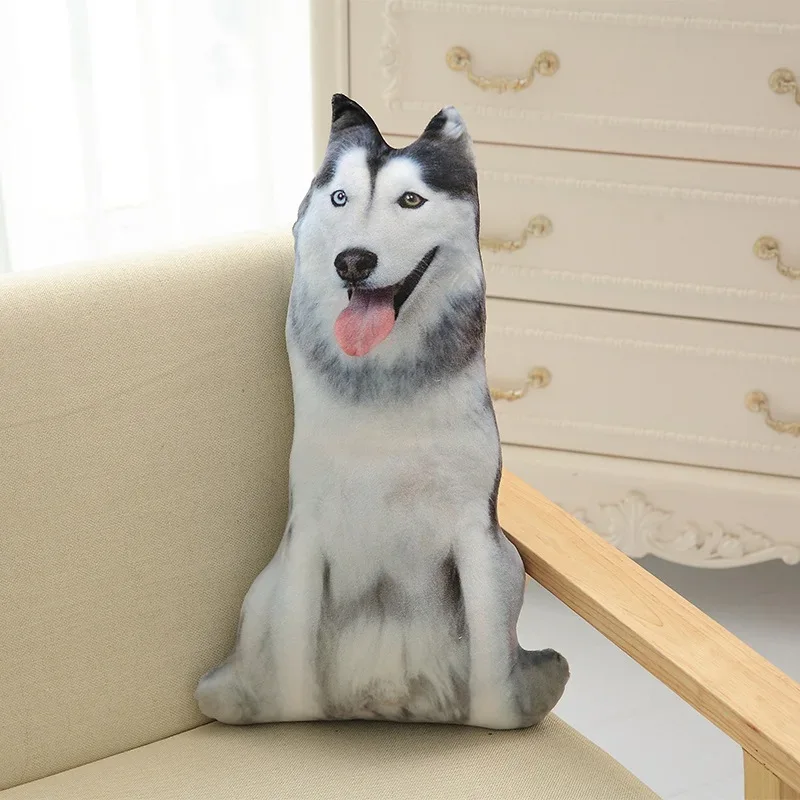 3D Cute Bend Dog Pillow 20CM Throw Lifelike Animal Funny Head Cosplay Children Favorite Toy Cushion Christmas Gift
