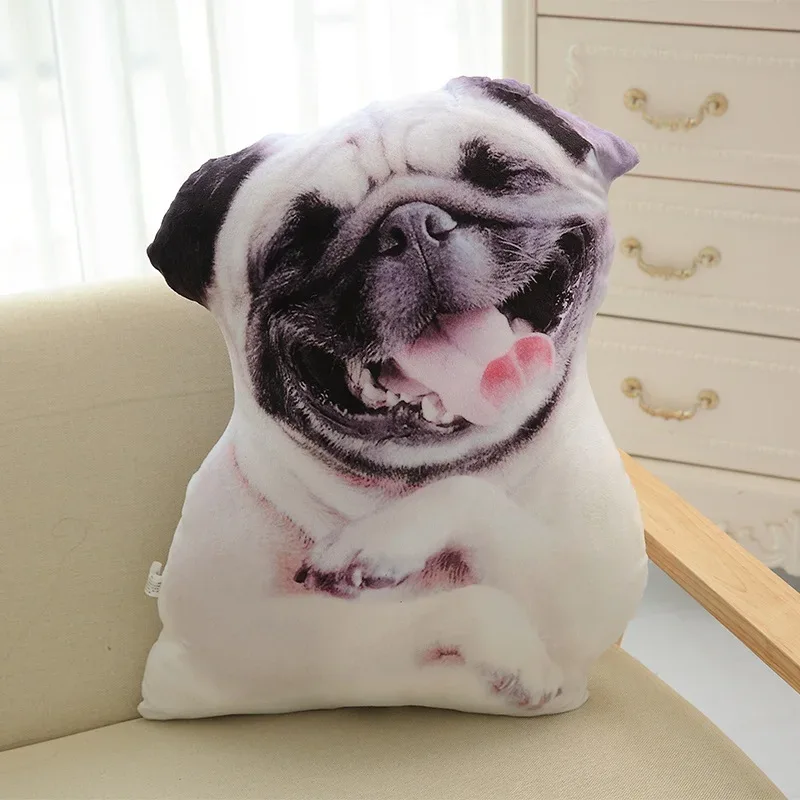 3D Cute Bend Dog Pillow 20CM Throw Lifelike Animal Funny Head Cosplay Children Favorite Toy Cushion Christmas Gift